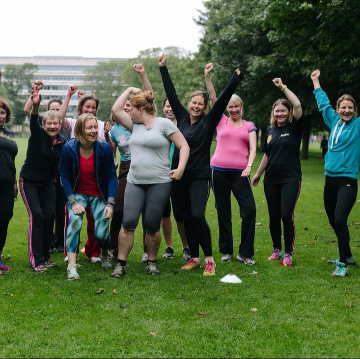 Edinburgh boot camp ladies having fun in the Meadows - Fit & Happy Personal Training