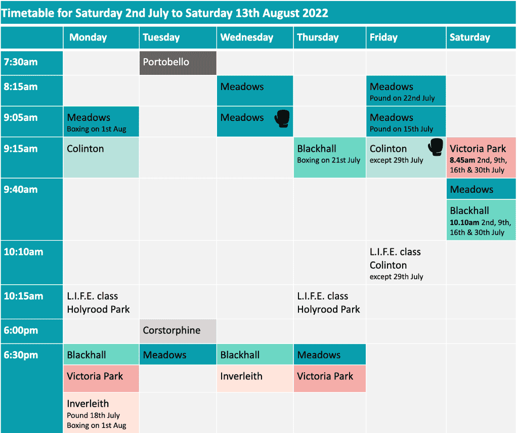 whole timetable with boxing
