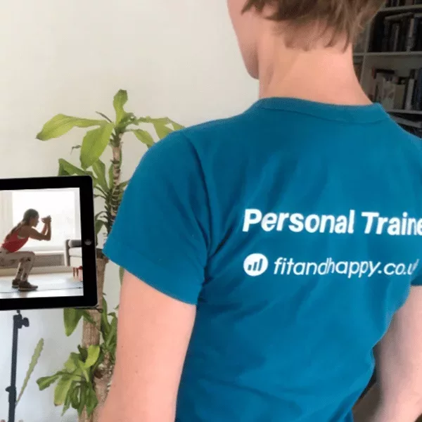 fitandhappy online personal training session Julia McCabe taking a fitandhappy online personal training session