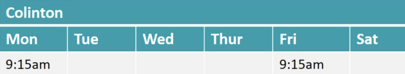 Colinton boot camp timetable